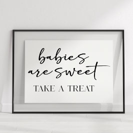 Poster Black Modern Simple Script Baby Shower Favor
