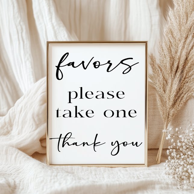 Poster Black Modern Simple Script Baby Shower Favors (Criador carregado)