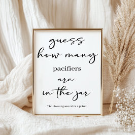 Poster Black Modern Simple Script Baby Shower Guess Game