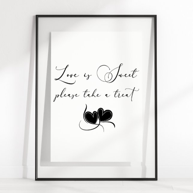 Poster Black Modern Simple Script Weding Love Is Sweet (Criador carregado)