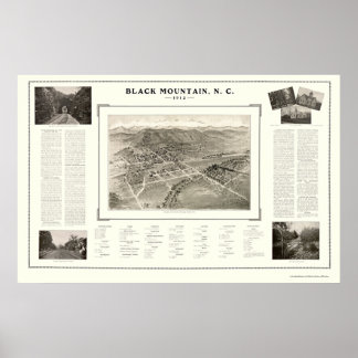 Póster Black Mountain, NC Panorâmica - 1912