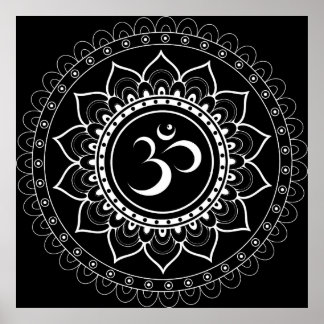 Poster Black Om Mandala