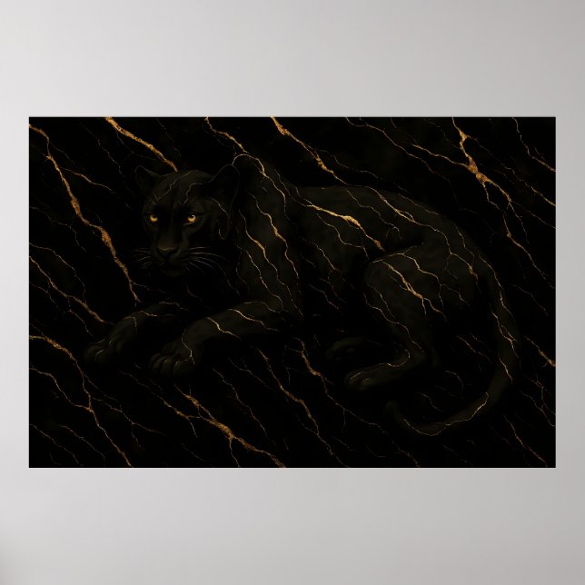 Poster Black Panther Gold Marble Art (Frente)