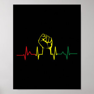 Poster Black Power Fist Heart beat African American Pride