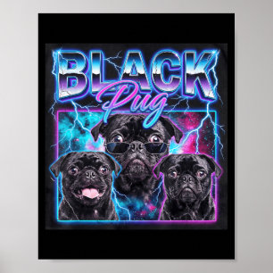 Poster Black Pug Fantasia Meninos Meninas Roupa Retro Mem