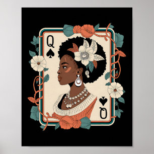 Poster Black Queen Poker Card Black History Month African