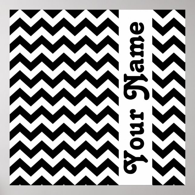 Póster Black Safari Chevron com texto personalizado (Frente)