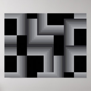 Poster Black, silver ,cool, unique, trendy square shapes