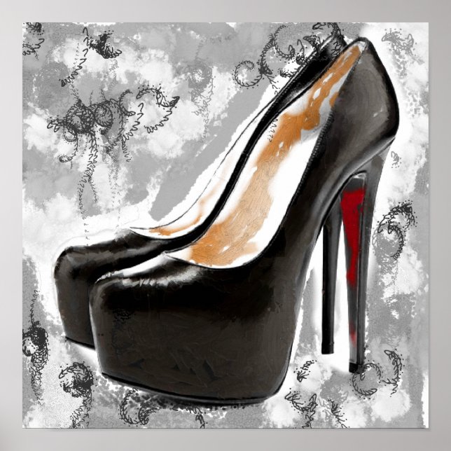 Poster Black Stiletto Red Bottom Heels (Frente)