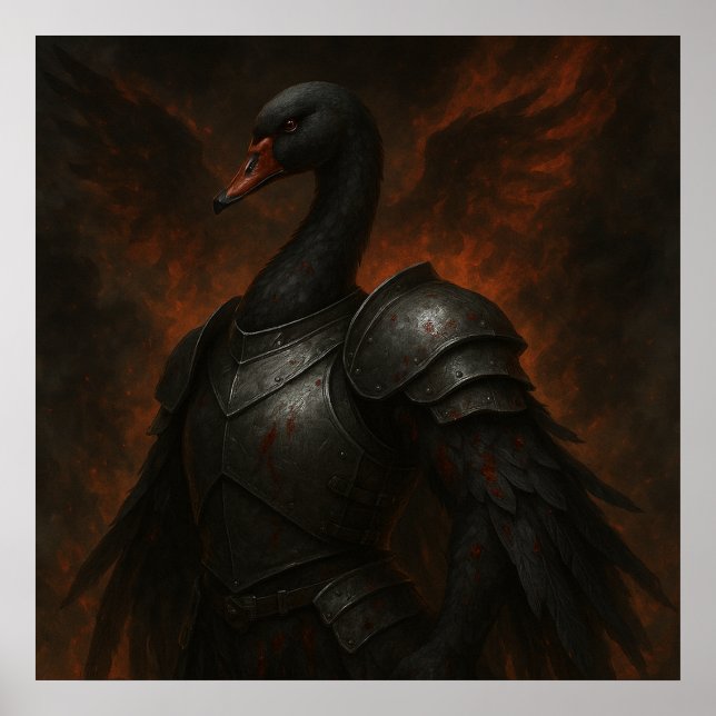 Poster Black Swan Knight – Dark Fantasy Warrior (Frente)