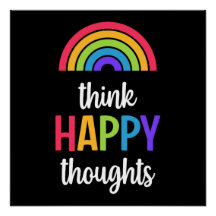 Black Think Happy Thghts Rainbow