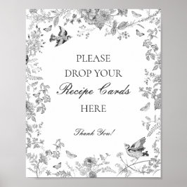Poster Black Toile De Jouy Floral Compartilha uma Bridal
