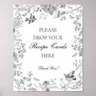 Poster Black Toile De Jouy Floral Compartilha uma Bridal 