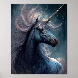 Poster Black Unicorn Fantasy Art