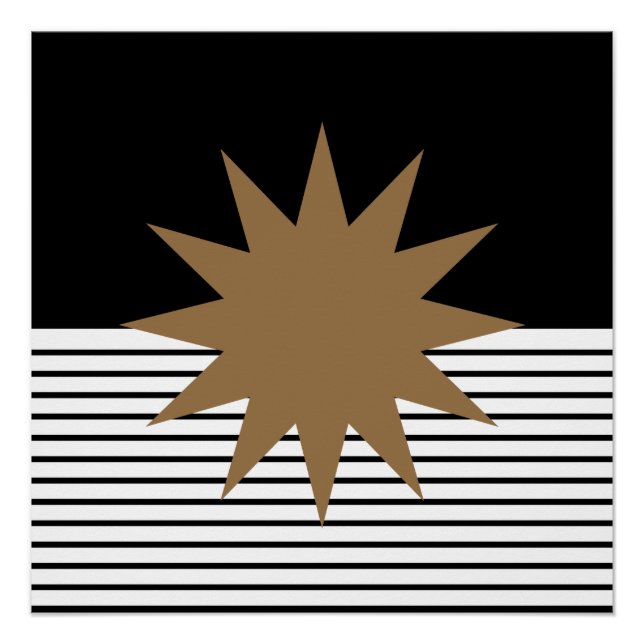 Póster Black White Art Brown Sun (Frente)