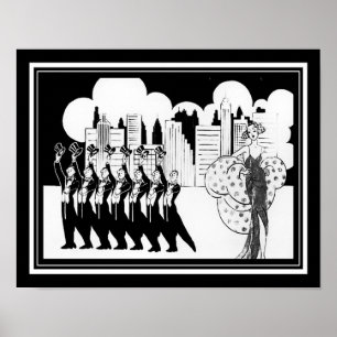Poster Black & White, Art Deco de 1920, Showtime