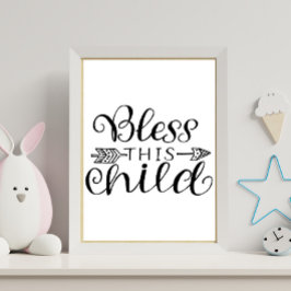 Poster Black White Bless This Child Christian Nursery