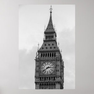 Póster Black White Close Big Ben Clock Tower London
