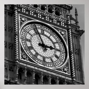Póster Black White Close Big Ben Clock Tower London