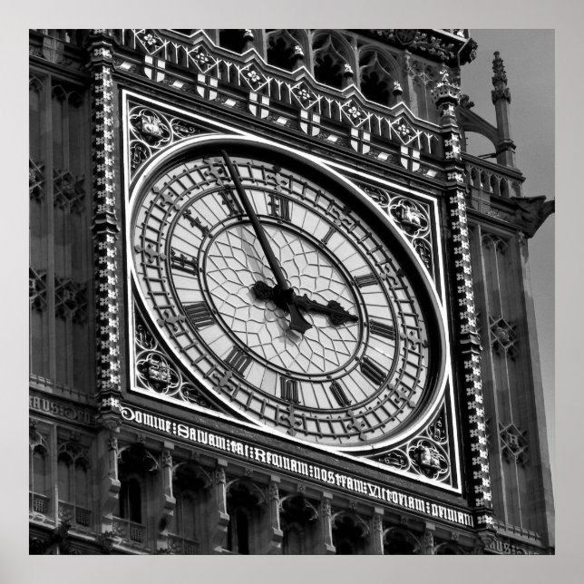 Póster Black White Close Big Ben Clock Tower London (Frente)