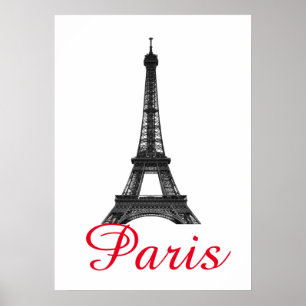 Poster Black White Eiffel Tower Paris Love City Viagem