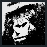 Póster Black White Gorilla Face Pop Art Perfect Poster<br><div class="desc">Imagens e Trabalhos de arte de animais selvagens - Rosto de gorila de Pop</div>
