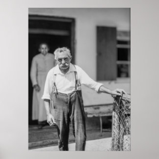 Poster Black & White Man in Suspenders 1968