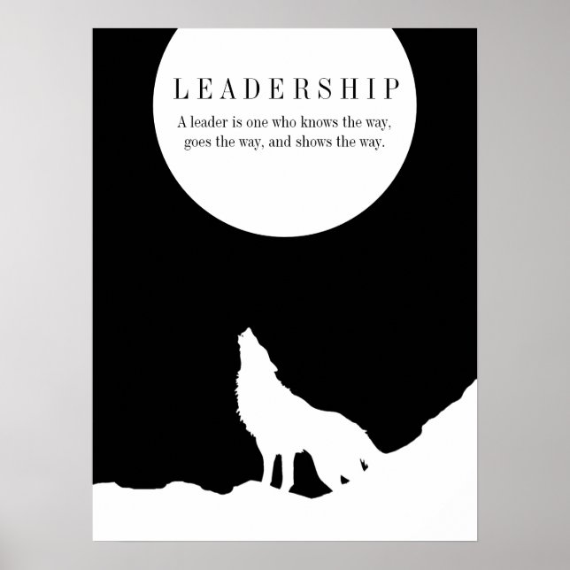 Poster Black White Pop Art Leadership Wolf Howling (Frente)