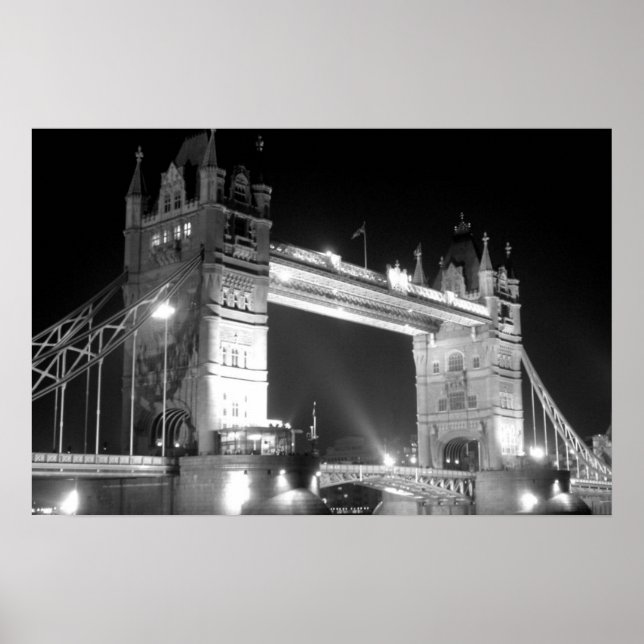 Póster Black White Tower Bridge (Frente)