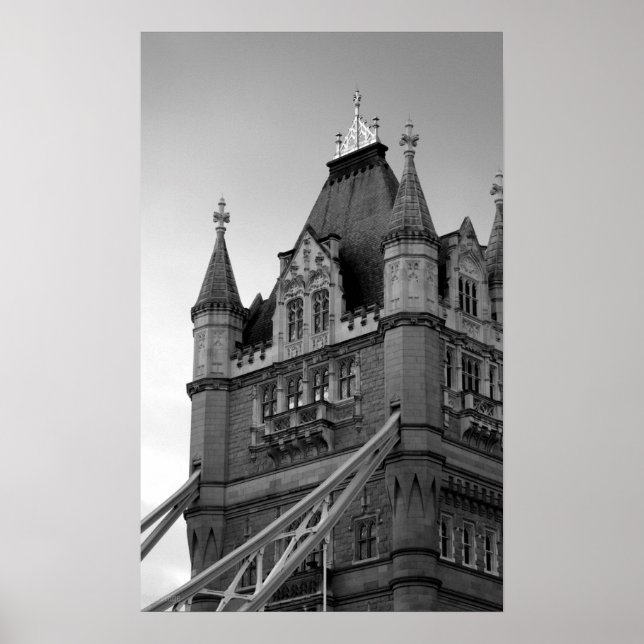 Póster Black White Tower Bridge Close-Up (Frente)