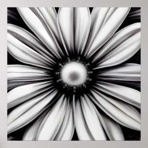 Poster Black & White Vintage Flower