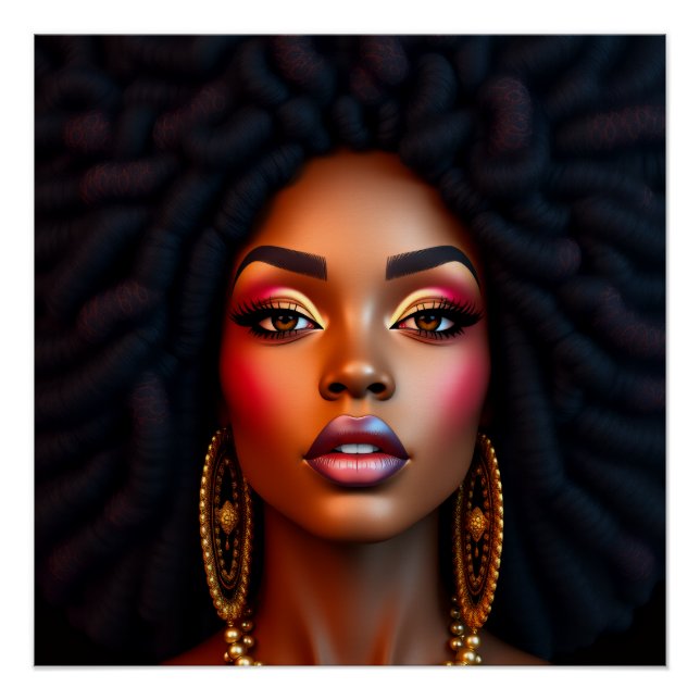 Póster black woman african melanin sista brown skin girls (Frente)