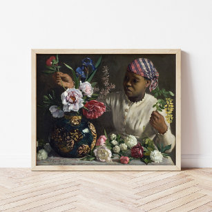 Poster Black Woman with Peonies   Frédéric Bazille