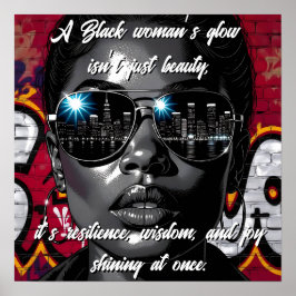 Poster Black Women's Quote | City Skyline in Sunglasses