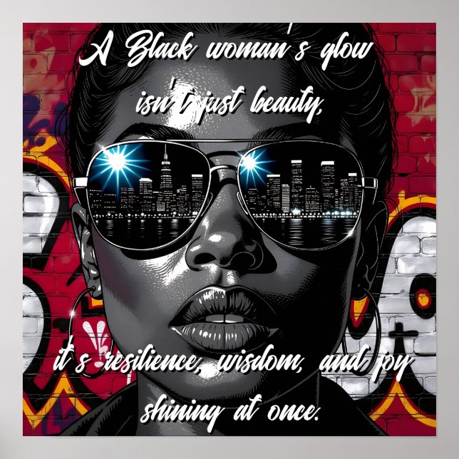 Poster Black Women's Quote | City Skyline in Sunglasses (Frente)