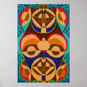Póster BlackArt na cor - arte africana da mascote