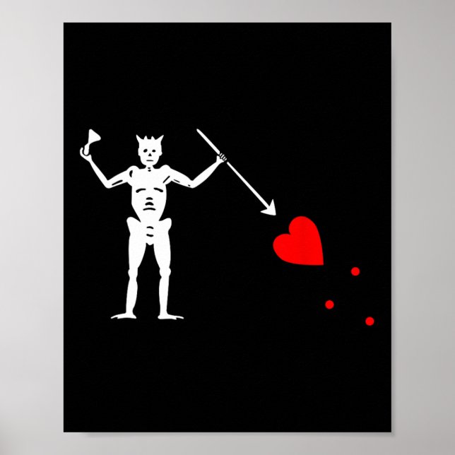 Poster Blackbeard Pirate Flag Jolly Roger Skeleton Hallow (Frente)