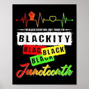 Poster Blackity Black Funny Hearbbeat Juneteenésimo Orgul
