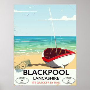 Póster Blackpool,lancashire,poster de trem