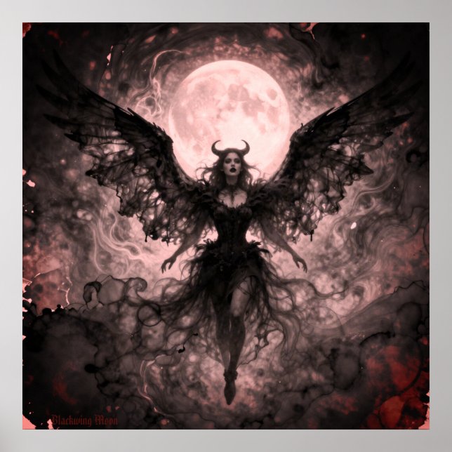 Poster Blackwing Moon - Arte Digital de Fantasia com IA (Frente)