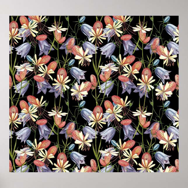 Poster Bladder Campion Bells: Watercolor Floral (Frente)