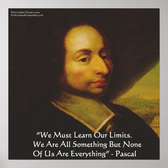 Póster Blaise Pascal "Conheça os Limites" Capa de Citação (Frente)