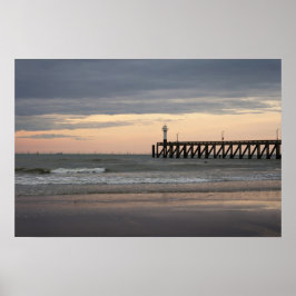 Poster Blankenberge sunset, Costa Belga