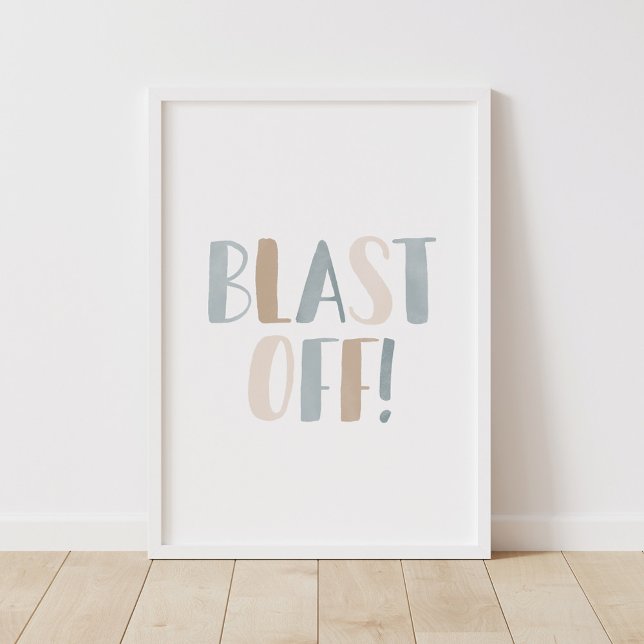 Poster Blast Off Neutral Outer Space Kids Decor (Criador carregado)