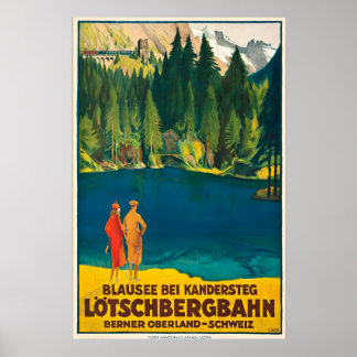 Poster Blausee Bernese Oberland Suíça Vintage
