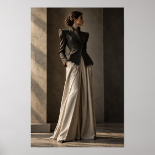 Poster Blazer Preto e Calças Ivory Editorial de Moda