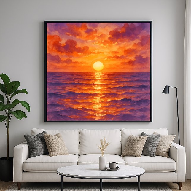 Poster Blazing Sunset - Vibrant Watercolor Painting Style (Criador carregado)