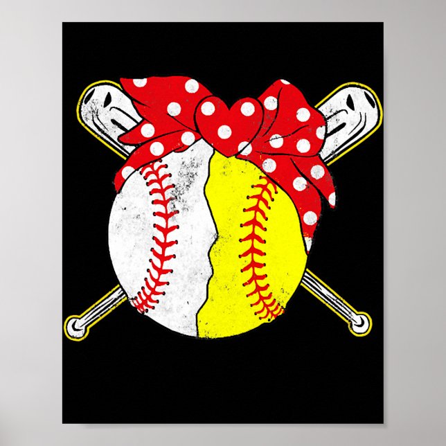 Poster Bleão de Beisebol Softball e Beisebol Bonito Mãe (Frente)