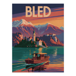 Póster Bled Eslovênia vintage