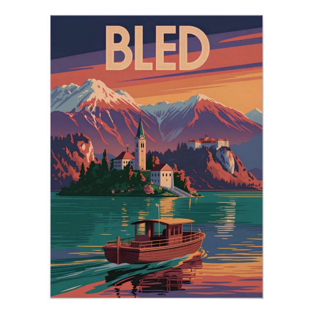Póster Bled Eslovênia vintage (Frente)